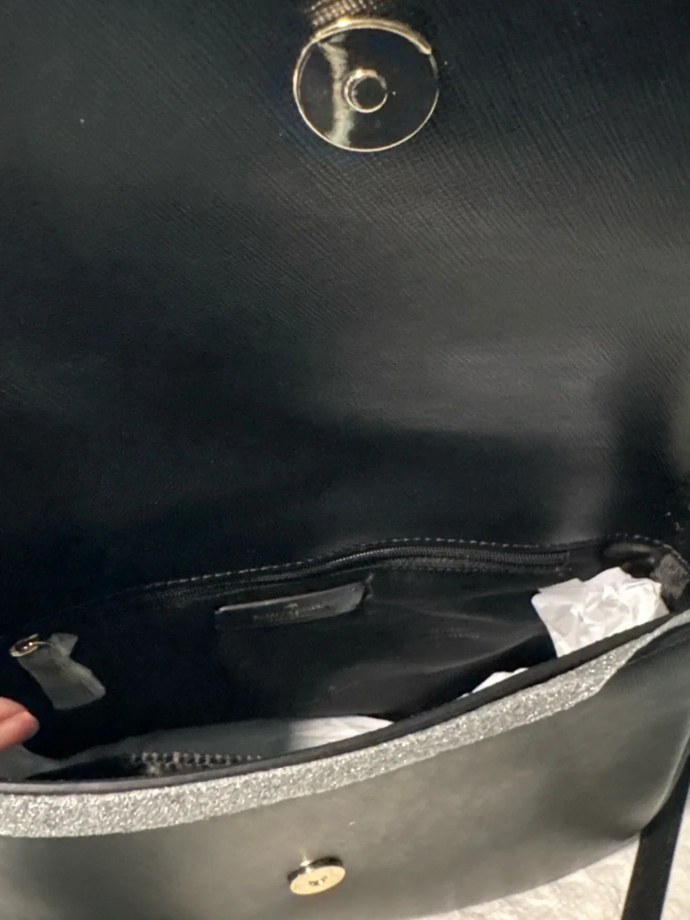 Kate Spade Black and Silver Leather Shoulder/ Crossbody Bag